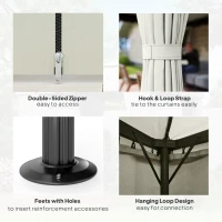 Outsunny 10' x 10' Outdoor Patio Gazebo Double Soft-top Garden Shelter Tent with Curtains, & Mesh Screen Drapes, Cream White(m-6)