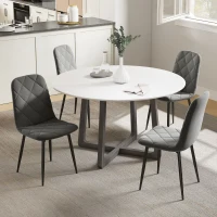 HOMCOM Dining Chairs Set of 4, Upholstered Dining Room Chairs with Steel Legs, Modern Kitchen Chair for Dining Room, Grey(m-8)