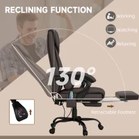 Vinsetto 6-Point Vibration Massage Chair, Height Adjustable Reclining Computer Chair with Retractable Footrest, Brown(m-6)