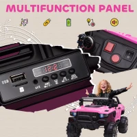 Aosom 2-Seater Kids Ride On Police Car, 12V 7AH Remote Control Police Truck Electric Car for Toddlers with LED Lights, Big Off-road Wheels, 4 Shock Absorbers, MP3, Storage, Pink(m-10)