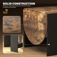 HOMCOM Oval Folding Dining Table, Space Saving Drop Leaf Kitchen Table for Dining Room, Living Room, Rustic Brown(m-6)