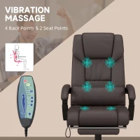 Vinsetto 6-Point Vibration Massage Chair, Height Adjustable Reclining Computer Chair with Retractable Footrest, Brown(m-4)