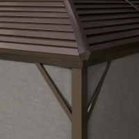 Outsunny 10' x 13' Hardtop Gazebo Aluminum Outdoor Canopy with Mesh Nettings, Curtains, Dark Grey(m-10)