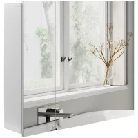 kleankin 28" x 24" Wall Mounted Mirror Cabinet, Bathroom Medicine Cabinet with Mirror, 3 Doors and Adjustable Shelves, White(m-2)