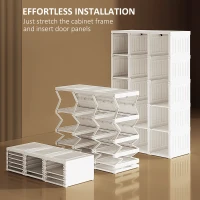 HOMCOM Small Apartment Bedroom Closet Foldable Portable Closet with Cube Storage Hanging Rods Magnet Doors, White(m-5)