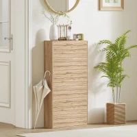 HOMCOM Shoe Storage Cabinet with 3 Flip Drawers, Narrow and Slim, 12 Pair of Shoes Organizer for Hallway, Entryway, Oak(m-9)