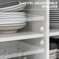 HOMCOM Rolling Kitchen Island with Drop Leaf Wood Breakfast Bar, Farmhouse Kitchen Cart with 2 Drawers, Adjustable Shelves for Dining Room (White)(m-6)