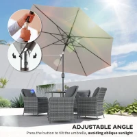 Outsunny 10' x 8' Round Market Umbrella, Patio Umbrella with Crank Handle and Tilt, Outdoor Parasol for Garden, Bench, Lawn, Light Grey(m-4)