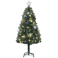 HOMCOM 5ft Artificial Prelit Christmas Tree with 150 Warm White LED Lights, Xmas Tree for Home Office Holiday(m-2)