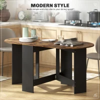 HOMCOM Oval Folding Dining Table, Space Saving Drop Leaf Kitchen Table for Dining Room, Living Room, Rustic Brown(m-5)