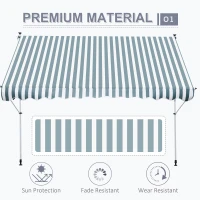 Outsunny 10x5ft Manual Retractable Awning, Patio Sun Shade Canopy Shelter with 5.6-9.2ft Support Pole, Water Resistant UV Protector, for Window, Door, Porch, Deck, Green(m-4)