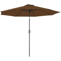 Outsunny 10' x 8' Round Market Umbrella, Patio Umbrella with Crank Handle and Tilt, Outdoor Parasol for Garden, Bench, Lawn, Coffee(m-11)