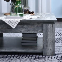 HOMCOM Modern Coffee Table with Storage Shelf, Square  Cocktail Table, Center Table for Living Room, Grey(m-10)