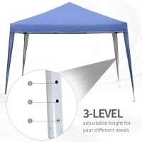 Outsunny 10 x 10ft Folding Pop Up Tent Outdoor Gazebo Canopy with Carrying Bag, Blue(m-7)