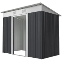 Outsunny 7' x 4' Outdoor Storage Shed, Metal Garden Tool Storage House Organizer with Lockable Sliding Doors and Vents for Backyard Patio Lawn, Charcoal Grey(m-2)