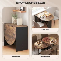 HOMCOM Oval Folding Dining Table, Space Saving Drop Leaf Kitchen Table for Dining Room, Living Room, Rustic Brown(m-4)