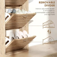 HOMCOM Shoe Storage Cabinet with 3 Flip Drawers, Narrow and Slim, 12 Pair of Shoes Organizer for Hallway, Entryway, Oak(m-6)