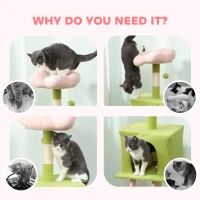 PawHut 48" Flower Cat Tree with Scratching Post, Cozy Bed, Condo, Climbing Ladder, Perch, Dangling Ball, Green(m-9)