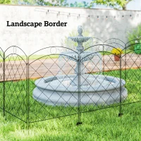 Outsunny 4 Pack Garden Fencing for Yard, Decorative Fence Panels as Animal Barrier and Flower Edging, Circle, Black(m-7)