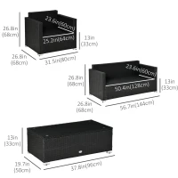 Outsunny 4 Pieces Wicker Patio Furniture Set with Thick Cushions, Outdoor PE Rattan Conversation Sofa Set with Glass Top Table & Extra Wide Seat, Sky Blue(m-3)