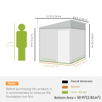 Outsunny 5x7 Garden Shed, Lean-to Metal Storage with Foundation, Sliding Door & 2 Vents for Garden Tools, White(m-3)
