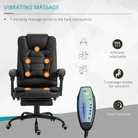 Vinsetto Reclining Office Chair with Footrest, Vibrating Massage, Adjustable Height, Perfect for Home Office, Black(m-7)