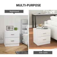 HOMCOM Bedside Table with 2 Drawers, Modern Nightstand for Bedroom, White(m-5)