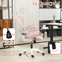 Vinsetto High Back Office Chair, Mesh Computer Desk Chair with Rotatable Headrest, Lumbar Back Support, Adjustable Height, Pink(m-5)