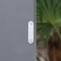 Outsunny Garden Storage Cabinet, Outdoor Tool Shed with Galvanized Top and Two Shelves for Yard Tools or Pool Accessories, Grey(m-10)