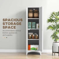 HOMCOM 48" Kitchen Pantry Storage Cabinet, Single Door Kitchen Cabinet with 4 Tier Shelving and Adjustable Shelves, White(m-4)