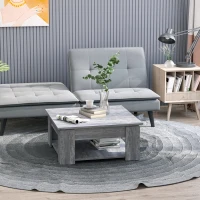 HOMCOM Modern Coffee Table with Storage Shelf, Square  Cocktail Table, Center Table for Living Room, Grey(m-4)