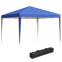 Outsunny 10 x 10ft Folding Pop Up Tent Outdoor Gazebo Canopy with Carrying Bag, Blue(m-2)
