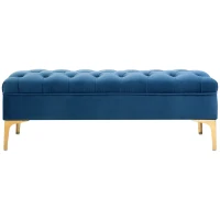 HOMCOM End of Bed Bench, Upholstered Bench, Entryway Shoe Bench with Button Tufted for Living Room, Bedroom, Blue(m-11)