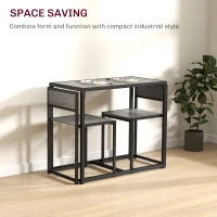 HOMCOM Dining Table Set, Industrial Dining Set for 2, Kitchen Table and Chairs for Small Space, Dining Room Table with Chairs(m-4)