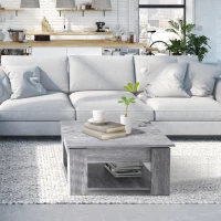 HOMCOM Modern Coffee Table with Storage Shelf, Square  Cocktail Table, Center Table for Living Room, Grey(m-1)