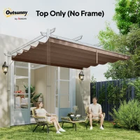 Outsunny Retractable Replacement Pergola Canopy for 10' x 10' Pergola, Pergola Cover Replacement, Coffee(m-7)