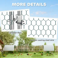 PawHut Metal Chicken Coop with Water- and UV-Protection Cover for Backyard Hen, Duck, Rabbit, 9.8' x 32.8' x 6.4'(m-7)