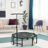 Soozier 48" Mini Trampoline, Foldable Trampoline with Adjustable Handle Bar for Adults Exercise, Workout, Fitness, Green(m-8)