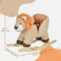 Qaba Baby Rocking Horse Lion Design Plush Stuffed Rocking Chair, Wooden Rocking Horse with Sound, Seat Belt for Boys and Girls Gift, Brown(m-3)