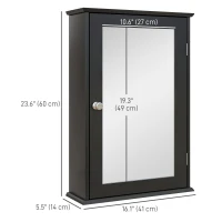 kleankin Bathroom Mirror Cabinet, Wall Mounted Medicine Cabinet with Door and Shelves, Black(m-3)