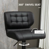 HOMCOM Swivel PU Leather Barstools Set of 2 Adjustable Bar Stools with Footrest Back for Kitchen Counter Dining Room Black(m-6)