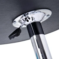 HOMCOM Modern Round Bar Table Adjustment Height Home Pub Bistro Desk Faux Leather Covered Wooden Top Chrome Base Black(m-10)