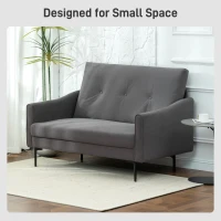 HOMCOM 2 Seater Sofa, Small Modern Couch with High-Resilience Foam, Thicken Padding, Button Tufted, Grey(m-6)