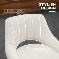 HOMCOM Bar Stools Set of 2, Swivel Counter Height Barstools with Adjustable Height, Linen Upholstered Bar Chairs with Round Metal Base and Footrest, Cream(m-7)