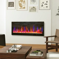 HOMCOM 42" Thin Electric Fireplace, Freestanding, Wall Mounted Fireplace Heater with Eco Mode, Auto Switch, Remote, 1500W(m-1)