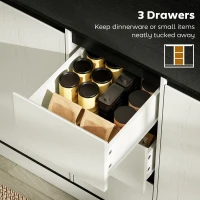 HOMCOM Buffet Cabinet with Soft-Close Hinges, Modern Sideboard with 3 Drawers and 2 Adjustable Shelves, White Wood Grain(m-4)