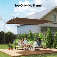 Outsunny 8.5' x 11.5' Retractable Pergola Canopy Replacement, Fit 10' x 13' Frame, Pergola Cover Replacement Top Only, Coffee(m-1)