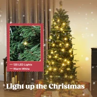 HOMCOM 5 ft Prelit Pop Up Christmas Tree, Collapsible Artificial Xmas Tree with Metal Stand for Holiday Decor, Green(m-5)