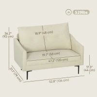 HOMCOM 2 Seater Sofa, Small Modern Couch with High-Resilience Foam, Thicken Padding, Button Tufted, Cream White(m-3)