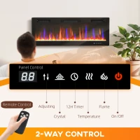 HOMCOM 50" Thin Electric Fireplace, Freestanding, Wall Mounted Fireplace Heater with Eco Mode, Auto Switch, Remote, 1500W(m-5)